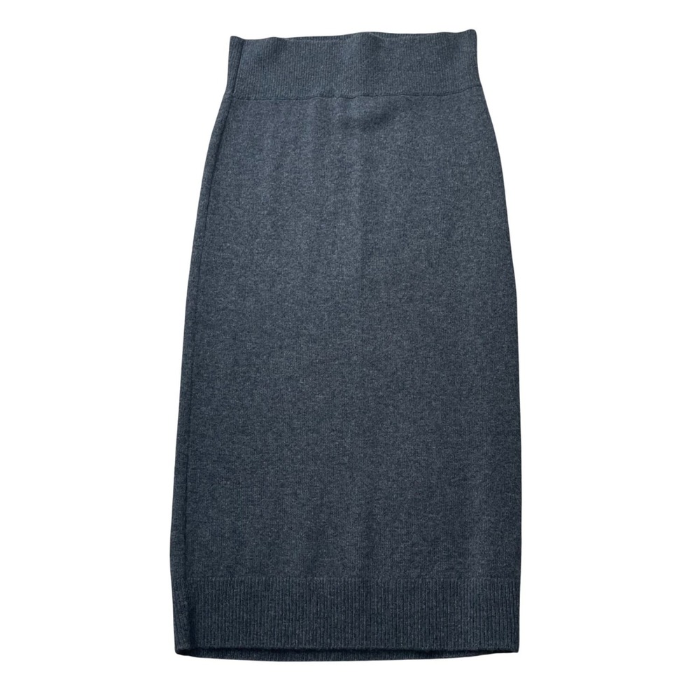 Naked Cashmere Gina Midi Skirt Gray 100% Cashmere High Waisted Knit Womens Large
